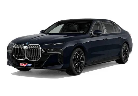 Lacivert BMW i7 xDrive60 ön üç çeyrek görünümü